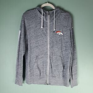 Nike NFL Team Apparel Womens Denver Broncos Heather Gray Full Zip Hoodie Size XL